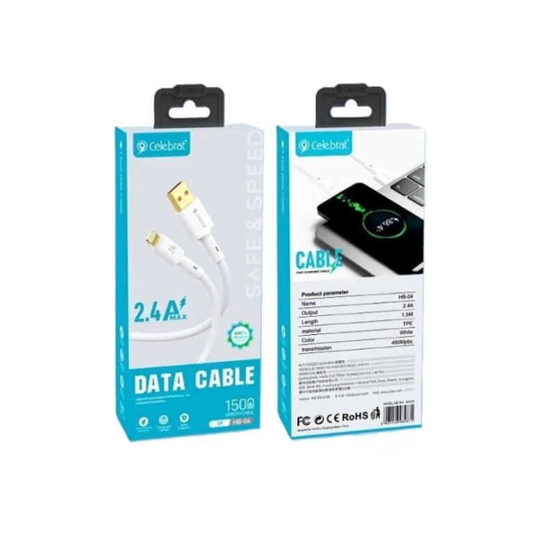 Kabel Celebrat HB-04 A-L USB to Lightning, 1.5 m, White