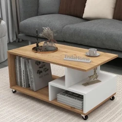 Журнальный стол ev_12116176, ламинат, белый/коричневый, 86x50x33 см Журнальный стол ev_12116176, ламинат, белый/коричневый, 86x50x33 см