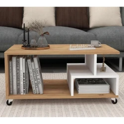 Журнальный стол ev_12116176, ламинат, белый/коричневый, 86x50x33 см Журнальный стол ev_12116176, ламинат, белый/коричневый, 86x50x33 см