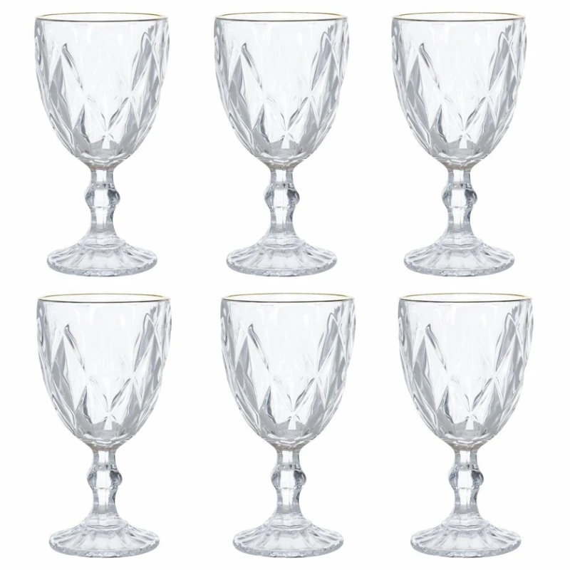 Badə dəsti, şüşə, şəffaf/qızılı, 250 ml, 6 əd