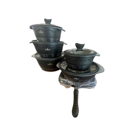 Набор кастрюль, гранит, черный, 11 предметов, 24/20/28/32 см Набор кастрюль, гранит, черный, 11 предметов, 24/20/28/32 см