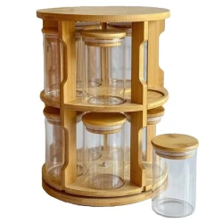 Ədviyyatlar üçün dəst, bambuk, şəffaf/qəhvəyi, 10x250 ml Ədviyyatlar üçün dəst, bambuk, şəffaf/qəhvəyi, 10x250 ml