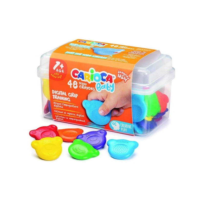 Мелки Carioca Baby Teddy Crayons Tub, 48 цветов Мелки Carioca Baby Teddy Crayons Tub, 48 цветов