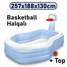 Şişmə hovuz Intex Basketball, 257x188x130 sm, həcm 682 l, mavi - 682TX57183