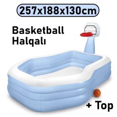 Şişmə hovuz Intex Basketball, 257x188x130 sm, həcm 682 l, mavi - 682TX57183
