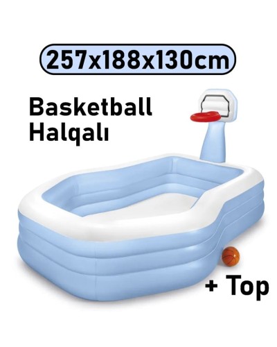 Şişmə hovuz Intex Basketball, 257x188x130 sm, həcm 682 l, mavi - 682TX57183
