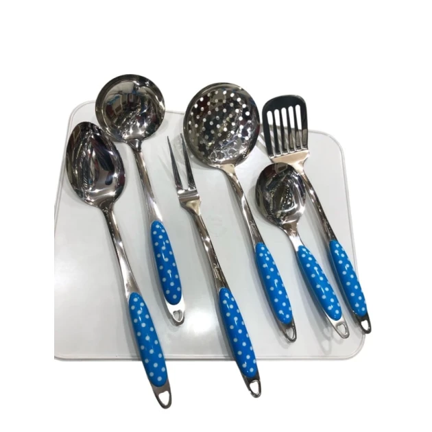 Mətbəx dəsti smil_1051, paslanmayan polad/plastik, göy, 6 əd.