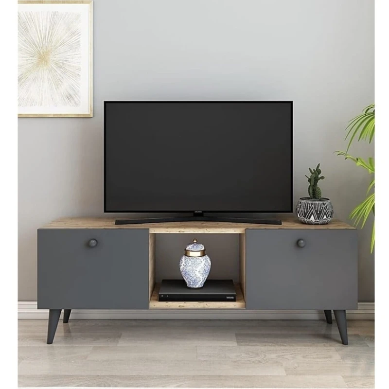 TV üçün tumba ev_12116161, laminat, boz/qəhvəyi, 160x35x45 sm