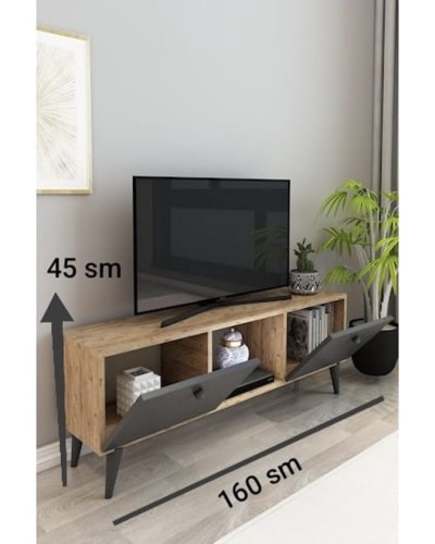 TV üçün tumba ev_12116161, laminat, boz/qəhvəyi, 160x35x45 sm