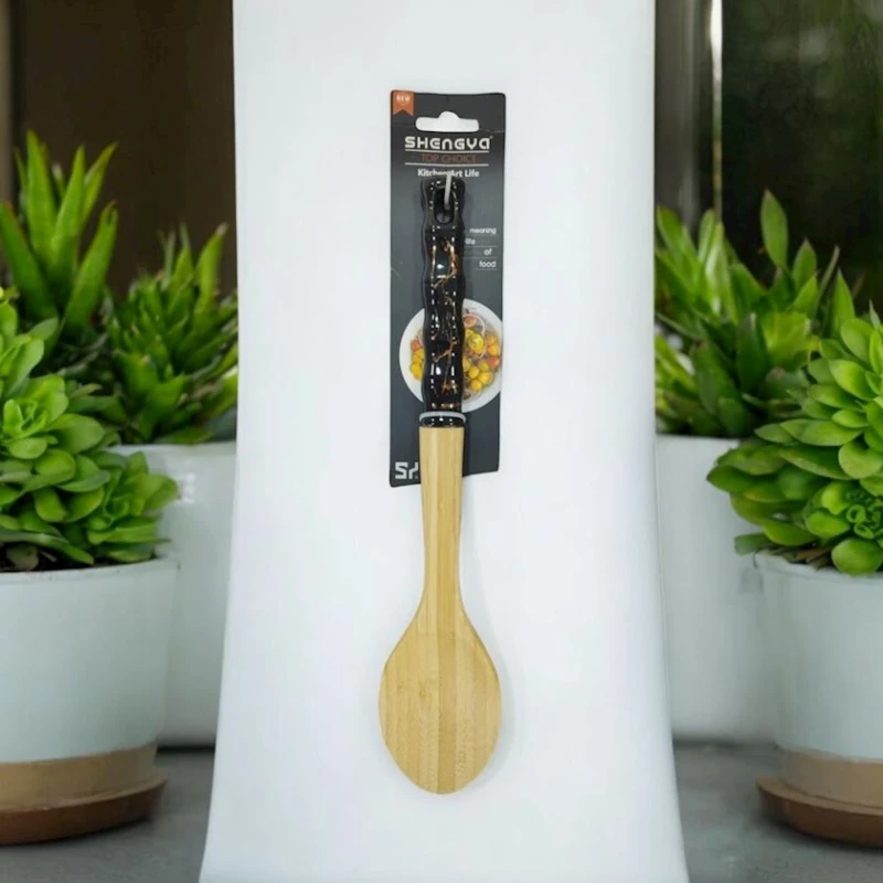 Ложка BTC-018, дерево/пластик, бежевая, 32 см