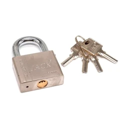 Навесной замок Jack, 4 ключа, серый, 60 мм