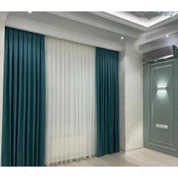 Шторы, нейлон/полиэстер/велюр, голубые, 300x300 см Шторы, нейлон/полиэстер/велюр, голубые, 300x300 см