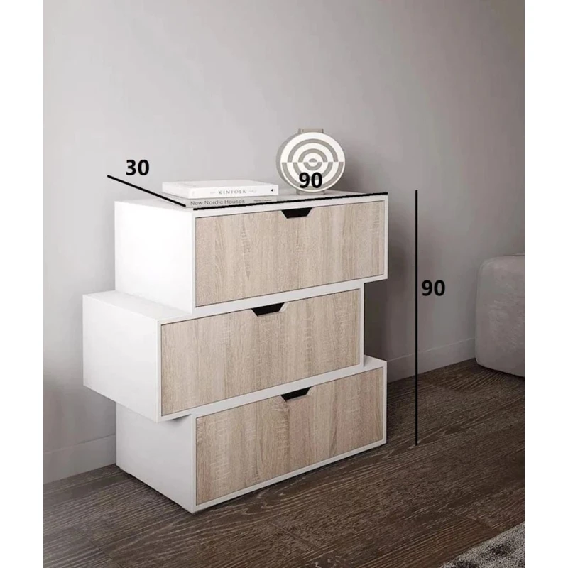 Комод Letta, ЛДСП, белый/бежевый, 90x30x90 см Комод Letta, ЛДСП, белый/бежевый, 90x30x90 см