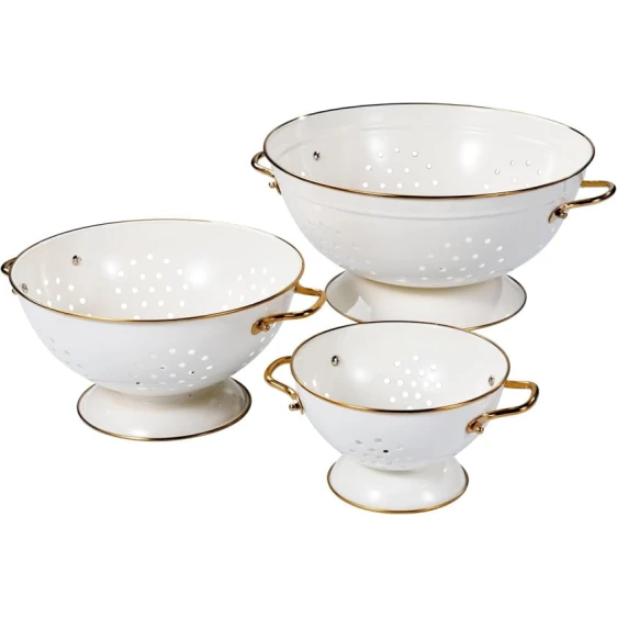 Набор дуршлагов smil_1208, нержавеющая сталь, белый, 3 шт.