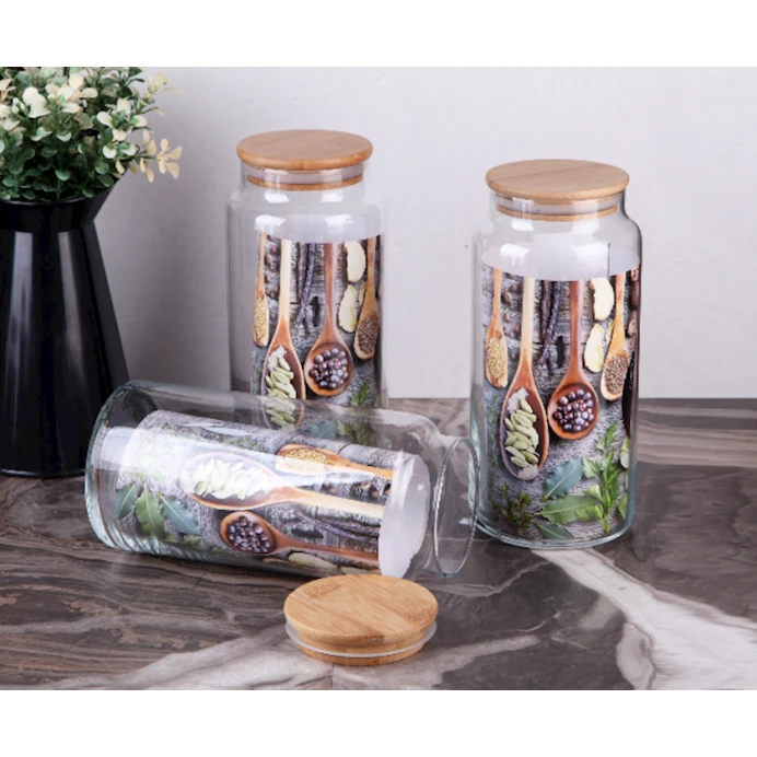 Banka gnl-1300, 1.3 l, şüşə/bambuk, şəffaf