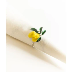 Кольцо для салфеток Hom-me Лимон, цинк, радиус 6 см, желтое/зеленое