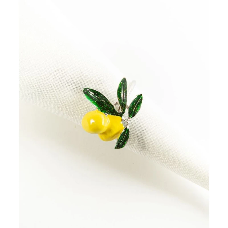 Кольцо для салфеток Hom-me Лимон, цинк, радиус 6 см, желтое/зеленое