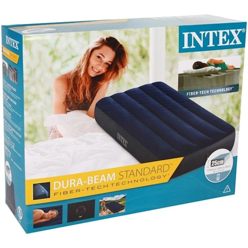Матрас надувной Intex Dura-Beam Classic Downy синий, 191x76x25 см Матрас надувной Intex Dura-Beam Classic Downy синий, 191x76x25 см