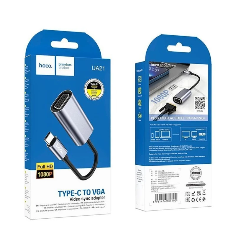 Видео-адаптер Hoco UA21 Type-C - VGA