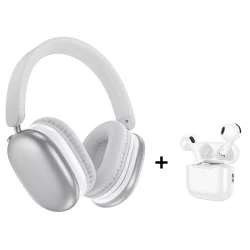 Беспроводные наушники Borofone BO27 Rhyme Silver + беспроводные наушники Borofone BW83 White В подарок