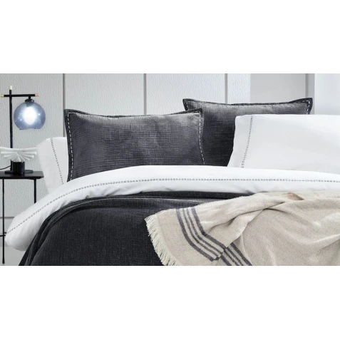 Комплект постельного белья Yataş King XL, пододеяльник 220х240 см, простыня 240х280 см, наволочка 50х70 см (2 шт), двуспальный, лен/хлопок, белый/черный Комплект постельного белья Yataş King XL, пододеяльник 220х240 см, простыня 240х280 см, наволочка 50х70 см (2 шт), двуспальный, лен/хлопок, белый/черный
