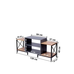 Тумба под ТВ 3563_LETNEW2YarusVotAnd, ЛДСП, разноцветная, 139x38x59 см Тумба под ТВ 3563_LETNEW2YarusVotAnd, ЛДСП, разноцветная, 139x38x59 см