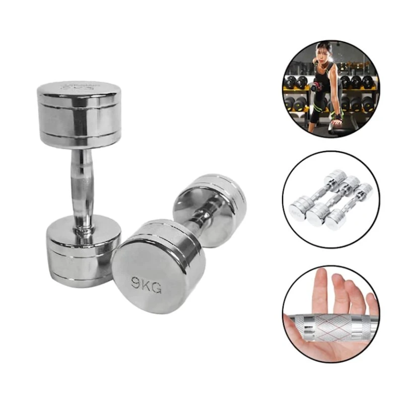 Гантели WS0047, 9 кг x 2 шт, никель