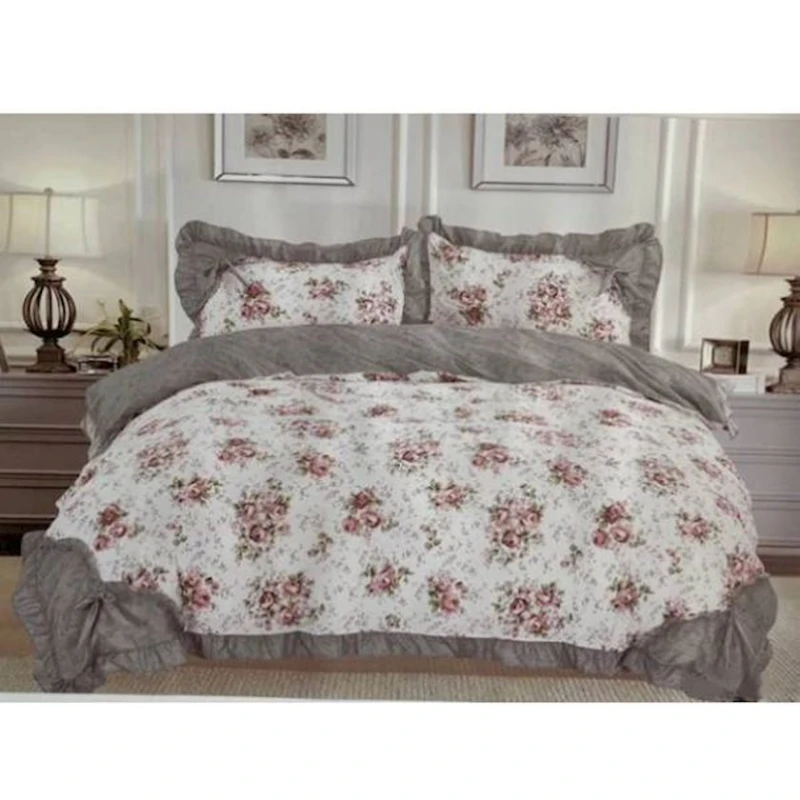 Комплект постельного белья Laura Grand PA-1010845 двуспальный, пододеяльник 200x230 см, простыня 230x240 см, наволочки 2 шт x 50x70 см, серый