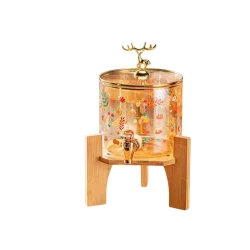 Диспенсер для напитков nh_32zx, стекло/дерево, прозрачный/золотистый, 3.2 л