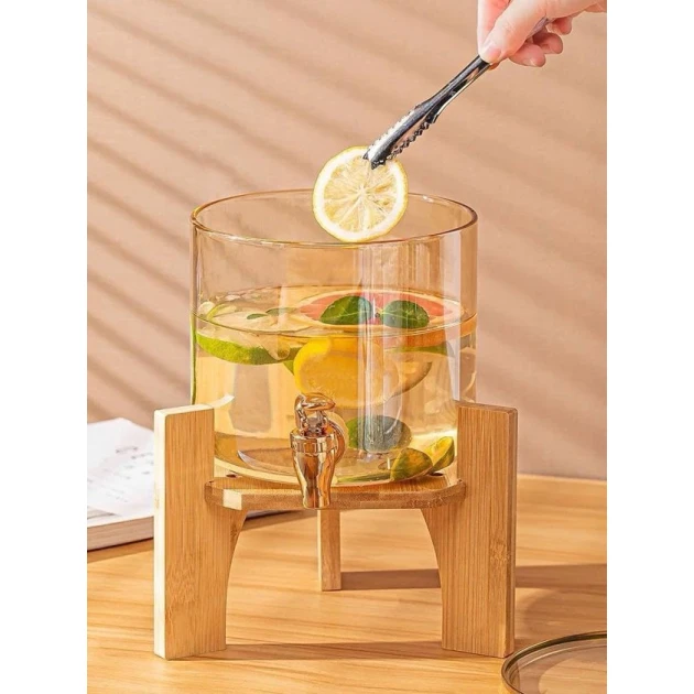 Диспенсер для напитков nh_32zx, стекло/дерево, прозрачный/золотистый, 3.2 л Диспенсер для напитков nh_32zx, стекло/дерево, прозрачный/золотистый, 3.2 л