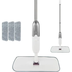 Швабра с платформой MOP_360, с 3-мя насадками, пластик/микрофибра, белая