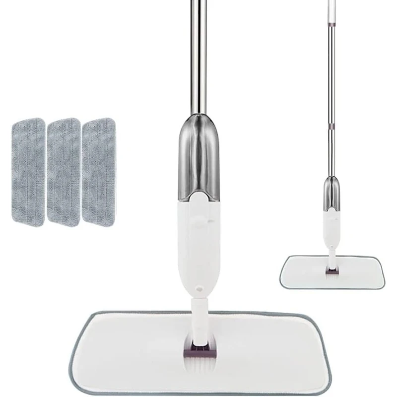 Швабра с платформой MOP_360, с 3-мя насадками, пластик/микрофибра, белая