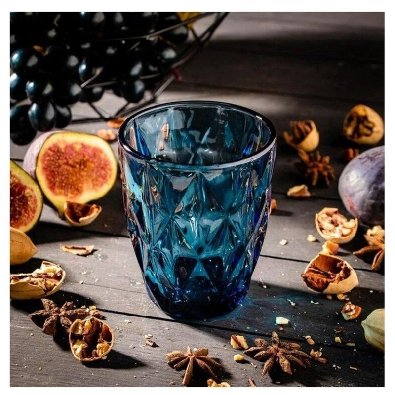 Stəkan dəsti, şüşə, göy, 250 ml, 6 əd