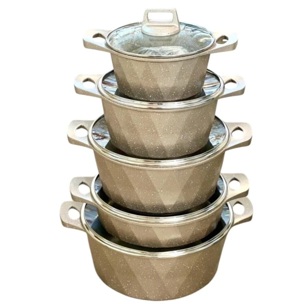 Набор кастрюль VK SHA-00005943, гранит, бежевый, 5 шт, 20/24/28/32 см