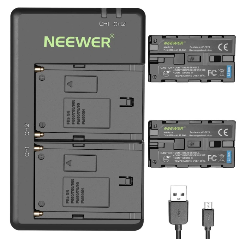 Комплект аккумулятора и адаптера для фотоаппарата Neewer NP-F970, 2 шт Комплект аккумулятора и адаптера для фотоаппарата Neewer NP-F970, 2 шт