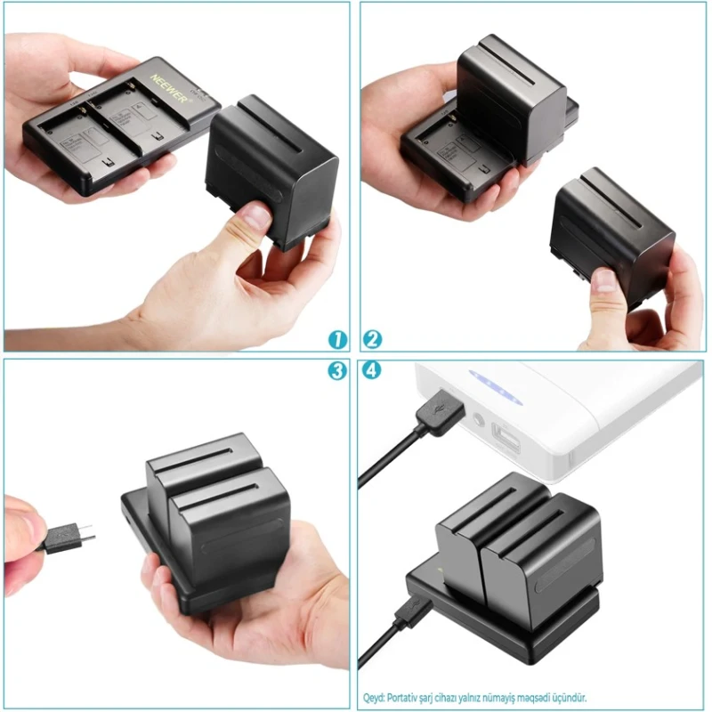 Комплект аккумулятора и адаптера для фотоаппарата Neewer NP-F970, 2 шт Комплект аккумулятора и адаптера для фотоаппарата Neewer NP-F970, 2 шт