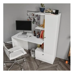 Компьютерный стол Art Mebel 94, ЛДСП, белый, 130x120x45 см