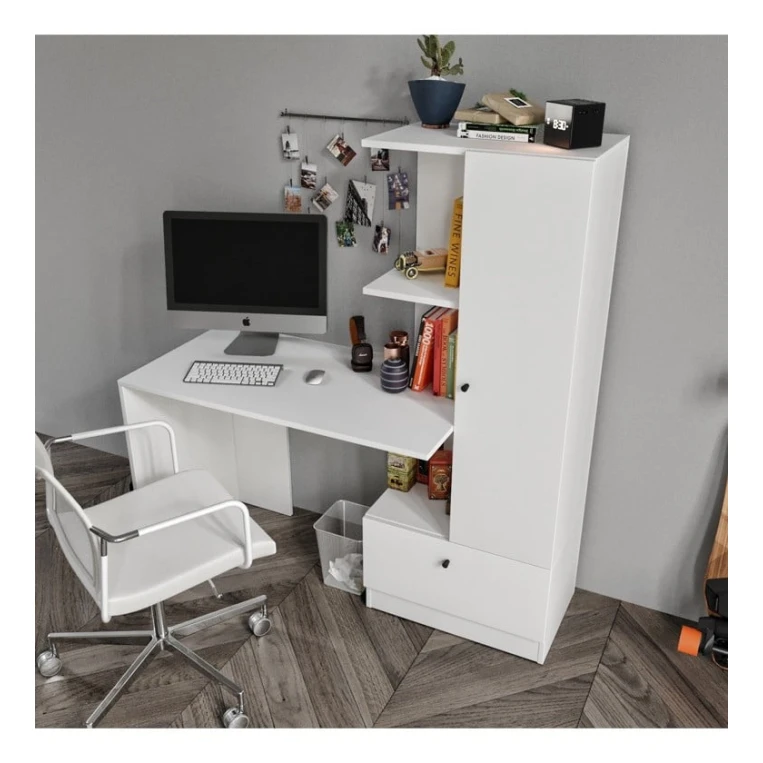 Компьютерный стол Art Mebel 94, ЛДСП, белый, 130x120x45 см