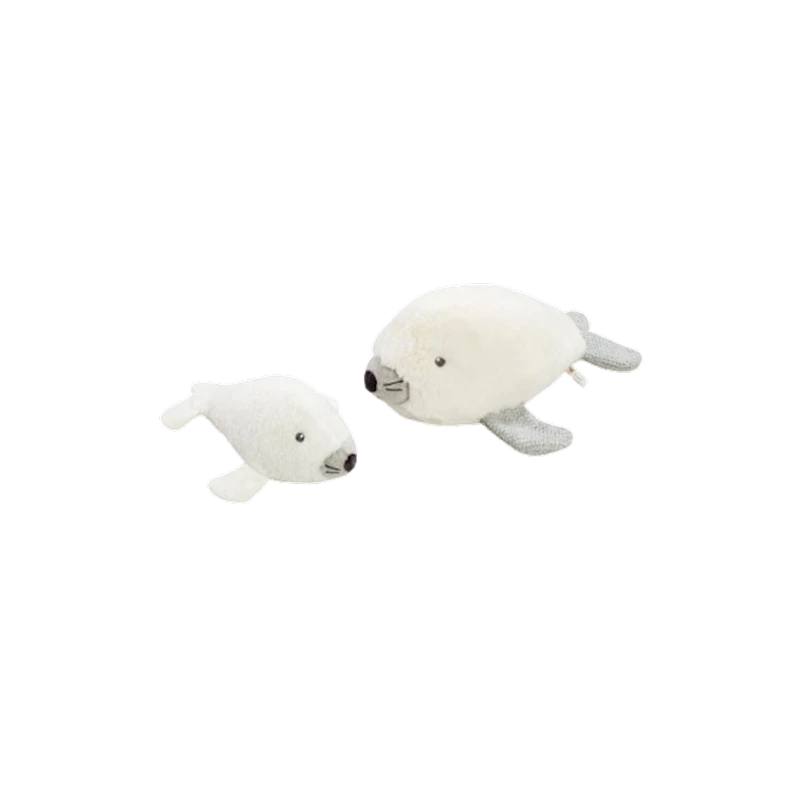 Набор мягких игрушек ELC Mummy&Baby Seals, плюш, серый, 13x27x30 см, от 0 месяцев Набор мягких игрушек ELC Mummy&Baby Seals, плюш, серый, 13x27x30 см, от 0 месяцев