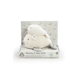 Yumşaq oyuncaq dəsti ELC Mummy&Baby Seals, peluş, boz, 13x27x30 sm, 0 aydan