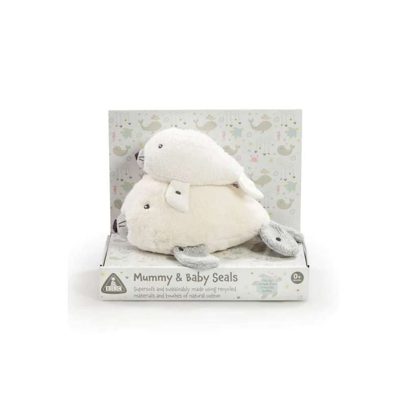 Набор мягких игрушек ELC Mummy&Baby Seals, плюш, серый, 13x27x30 см, от 0 месяцев Набор мягких игрушек ELC Mummy&Baby Seals, плюш, серый, 13x27x30 см, от 0 месяцев