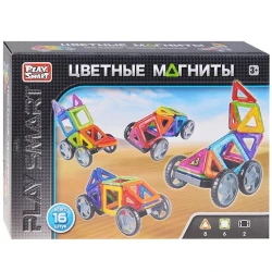 Магнитный конструктор Play Smart 2426, 16 деталей, от 3 лет, разноцветный Магнитный конструктор Play Smart 2426, 16 деталей, от 3 лет, разноцветный