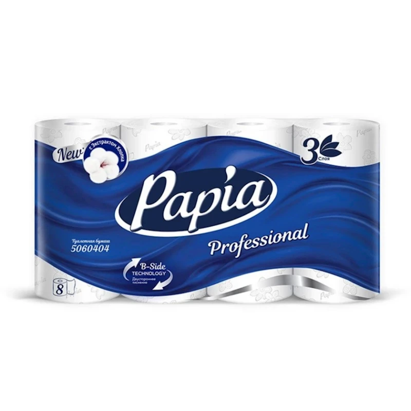 Tualet kağızı Papia Proffesional, ağ, 3 qat, 8 əd Tualet kağızı Papia Proffesional, ağ, 3 qat, 8 əd