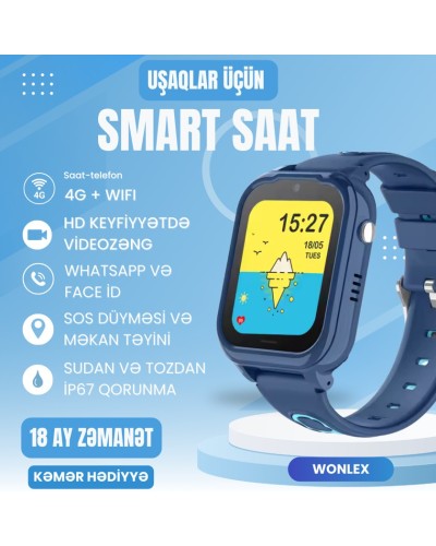 Uşaq üçün ağıllı saat Wonlex KT28 Blue