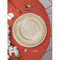 Тарелка Serwant Fabric, 32 см, стекло, золотистый