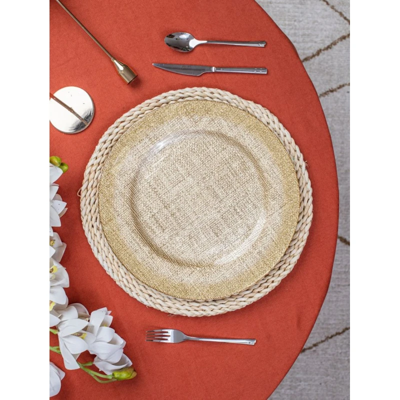 Тарелка Serwant Fabric, 32 см, стекло, золотистый