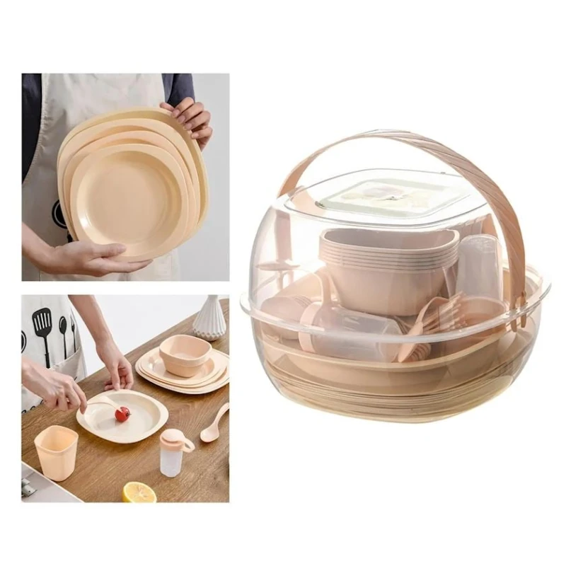 Набор для пикника k952, на 6 персон, пластик, 25x25x22 см, розовый Набор для пикника k952, на 6 персон, пластик, 25x25x22 см, розовый