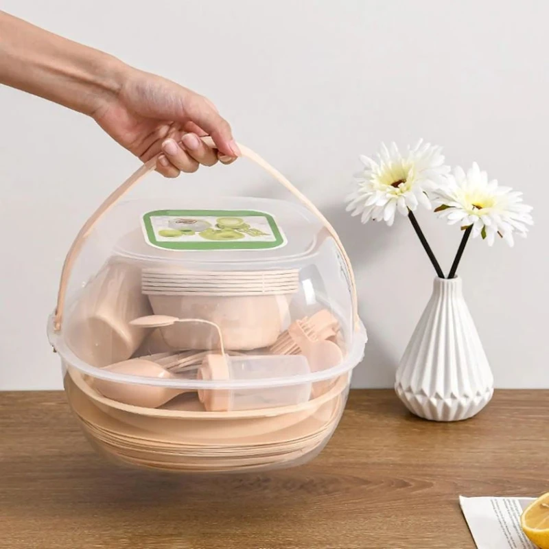 Набор для пикника k952, на 6 персон, пластик, 25x25x22 см, розовый Набор для пикника k952, на 6 персон, пластик, 25x25x22 см, розовый