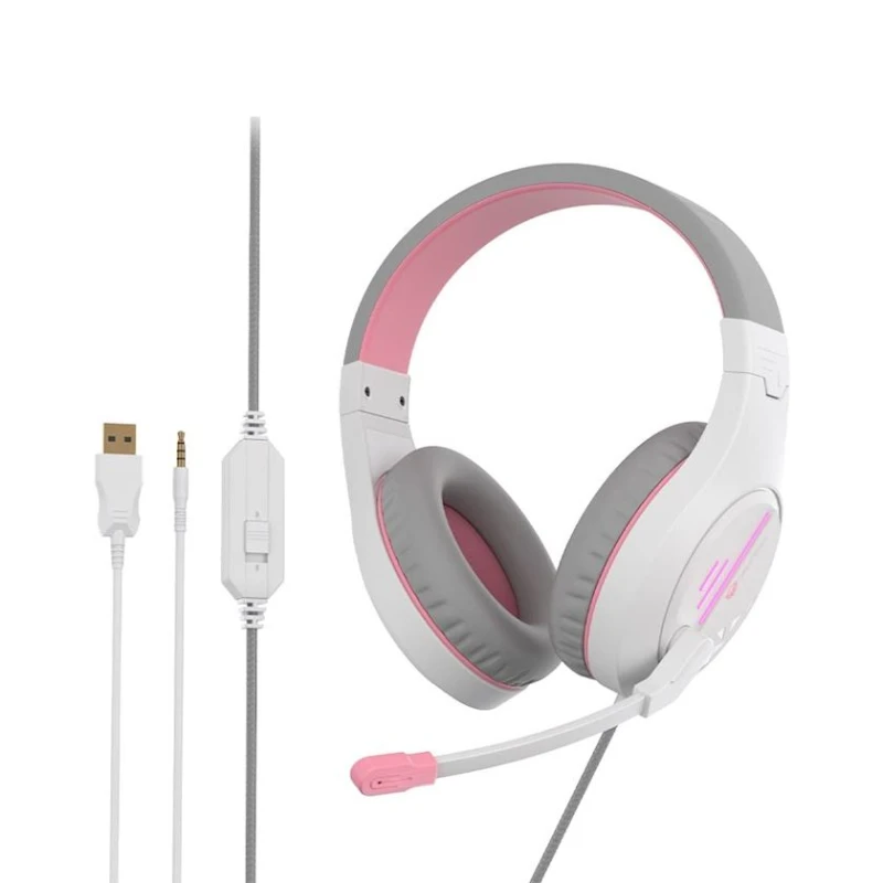 Наушники-гарнитура Meetion MT-HP021, White/Pink Наушники-гарнитура Meetion MT-HP021, White/Pink