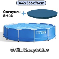 Hovuz Intex 6503TX28210C, karkas, həcm 6503 l, mavi, dairə, 366x366x76 sm - 6503TX28210C